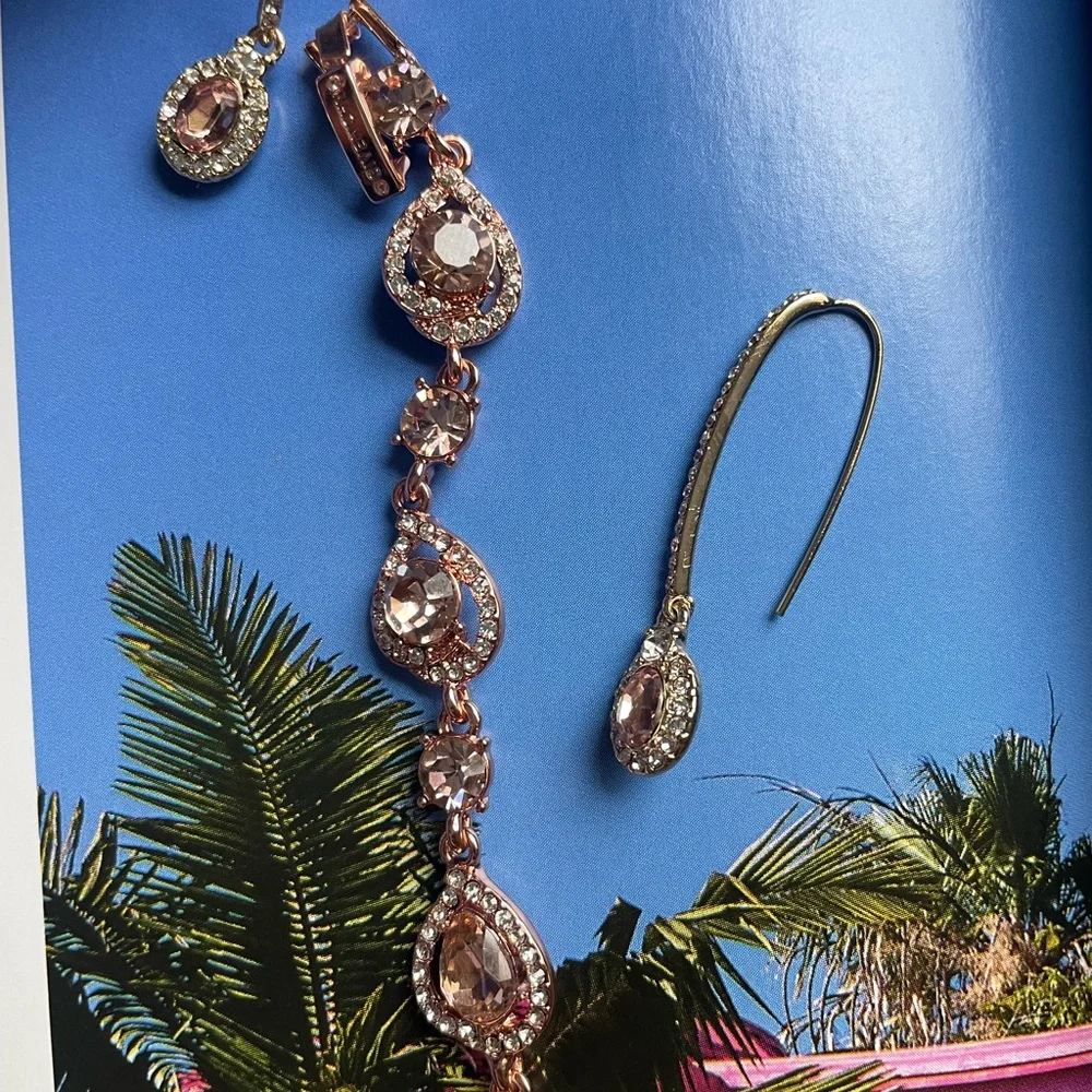 Givenchy Pink Crystal Flex Bracelet W/Earrings - Picture 8 of 10